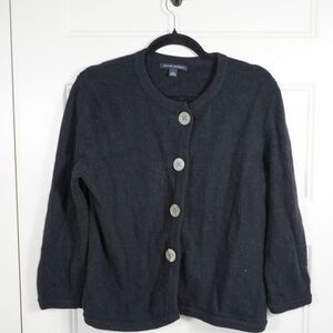 Banana Republic Sweater Womens Large Black Wool and Angora‎ Rabbit Hair Cardigan